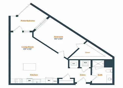 Floor plan A7 | 1 Bed | 1 Bath