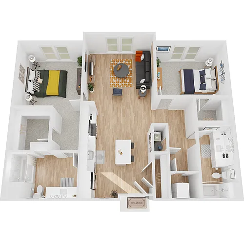 Floor plan B2 | 2 Bed | 2 Bath