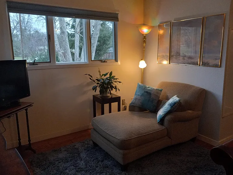 cozy master bedroom alcove for reading or television viewing