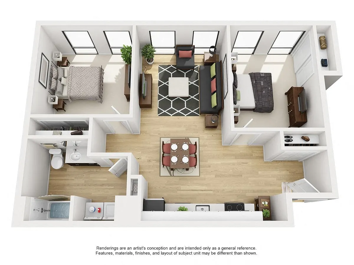 Floor plan 2 Bed 1 Bath B