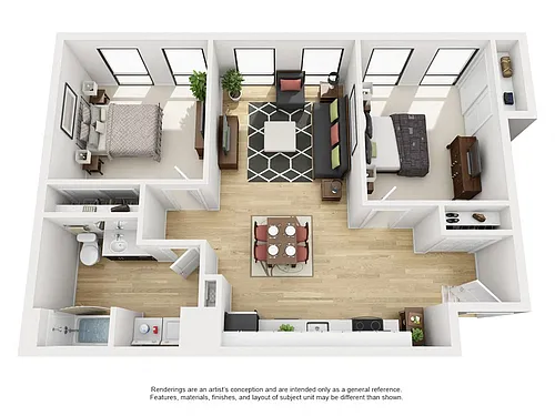 Floor plan 2 Bed 1 Bath B