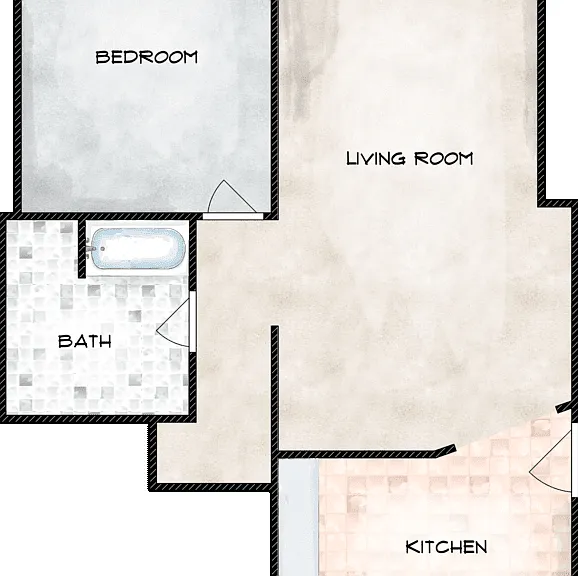 1x1 Floorplan Diagram