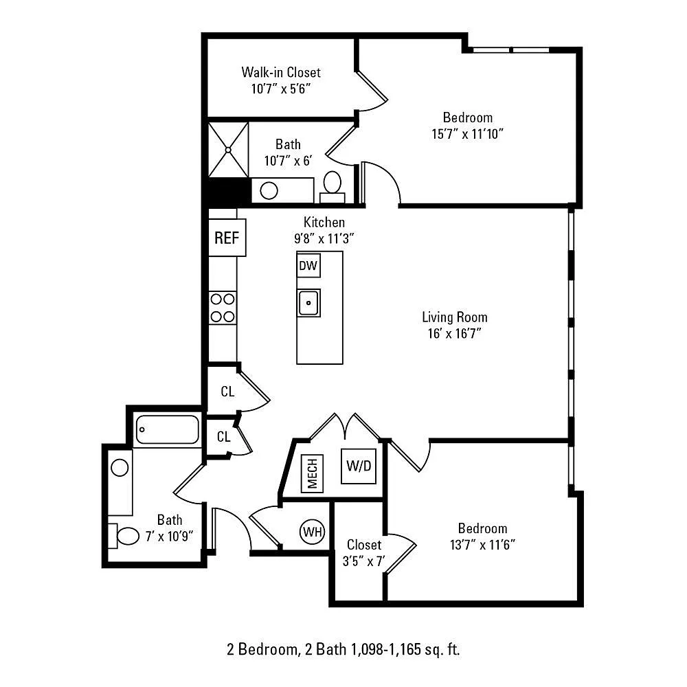 Floor plan 2 Bedroom 2 Bath
