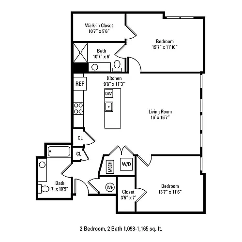 Floor plan 2 Bedroom 2 Bath