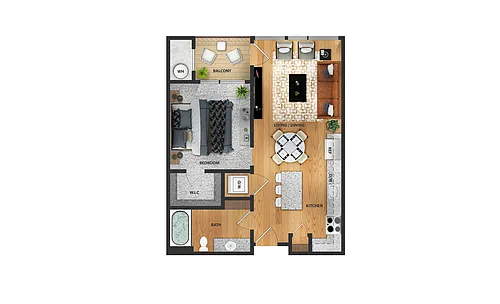 Floor plan 1 Bedroom, 1 Bathroom