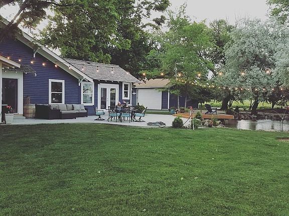 side yard and patio