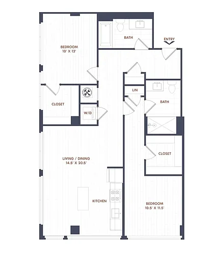 Floor plan 2 Bed/2 Bath-B09