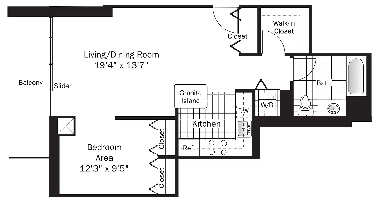 Floor plan UNIT 6 (1BR/1BA Conv)
