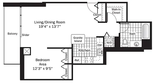 Floor plan UNIT 6 (1BR/1BA Conv)