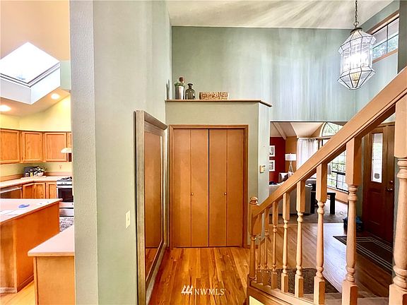 Large closet for all your coat and shoe storage needs right by the front door plus awesome display shelf above.