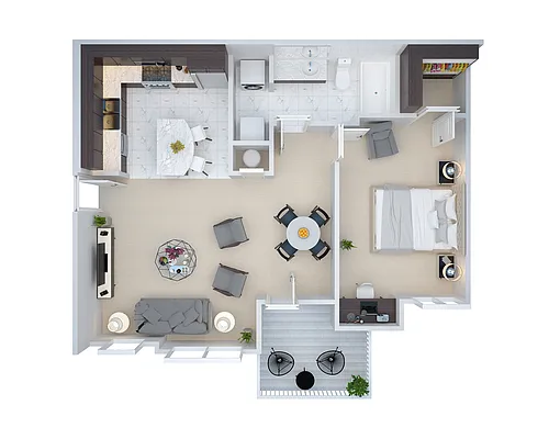 Floor plan 1 Bedroom 1 Bath Flat