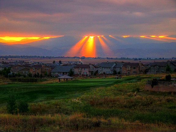 Sunset view from house near equinox