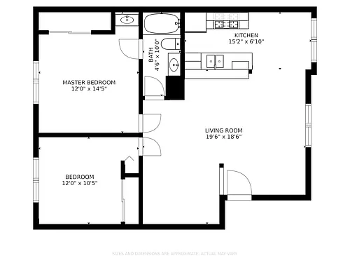 Floor plan 2 Bed Den 1 Half Bath