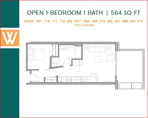 Floor plan Open 1x1