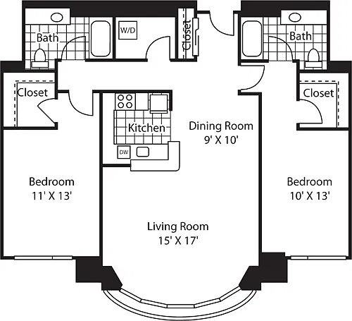 Floor plan Two Bedroom 1241