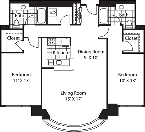 Floor plan Two Bedroom 1241