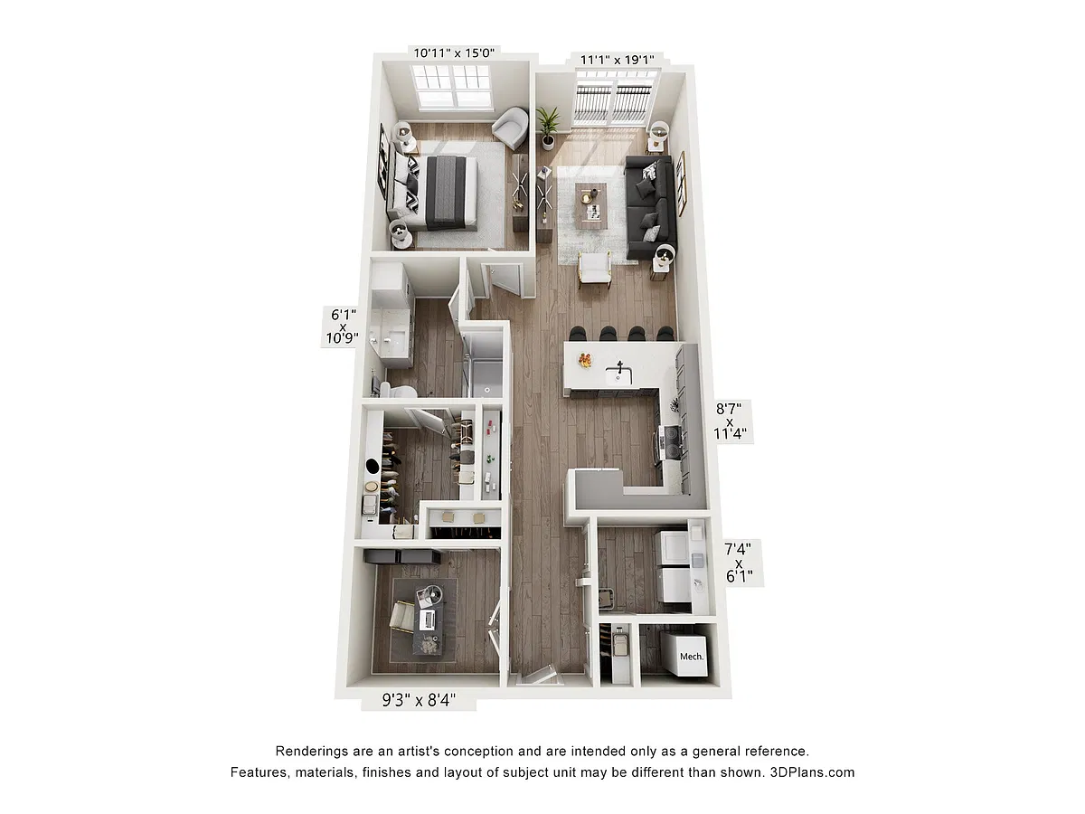 Floor plan The McChesney Furnished Apartment