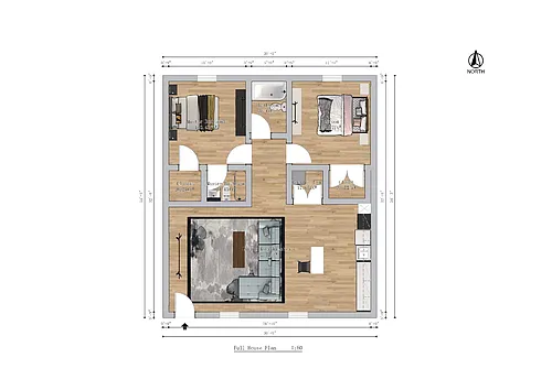 Floor plan Two Bedroom- Two Bath
