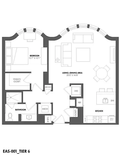 Floor plan 1 Bed/1 Bath
