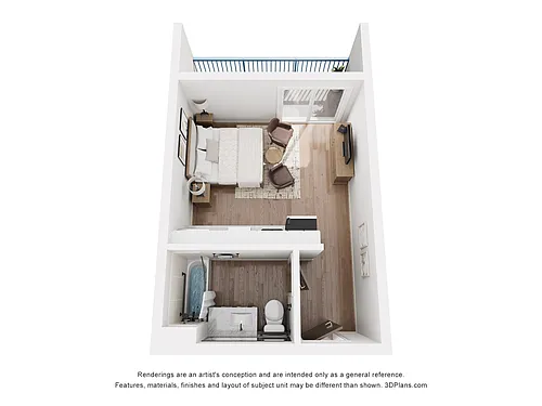 Floor plan Furnished Studio A with Large Terrace