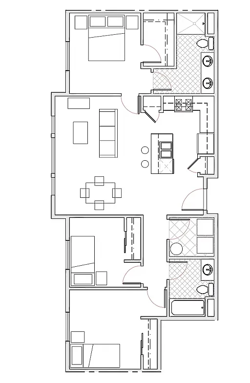 Floor plan AP1 - 3 Bed-2 Bath