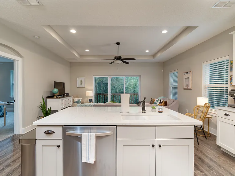 From the premium coffee station on the right to the breezy patio sliding doors in the back, every square inch is optimized for an upscale stay