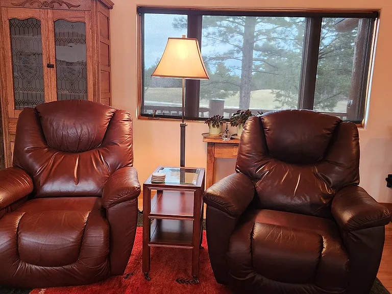 Conversation area with view to front porch
