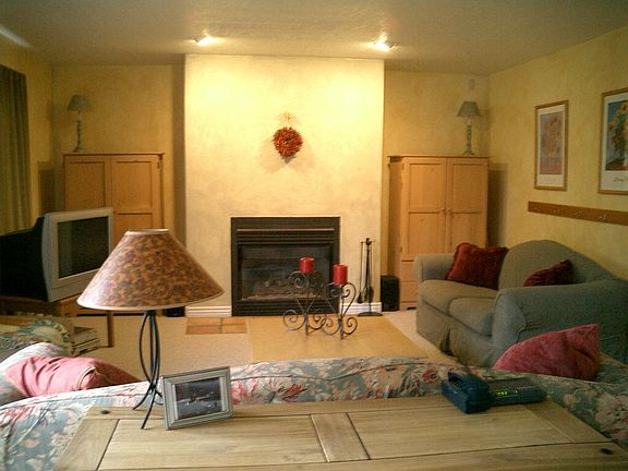 Family w gas fireplace