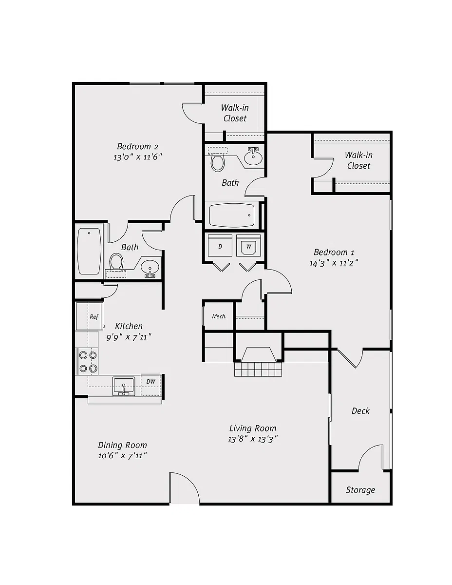 Floor plan B2-Eat-in-Kitchen