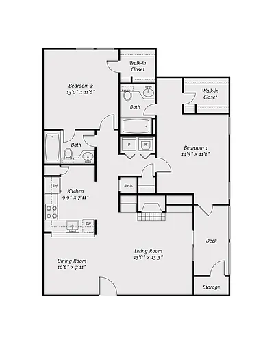 Floor plan B2-Eat-in-Kitchen
