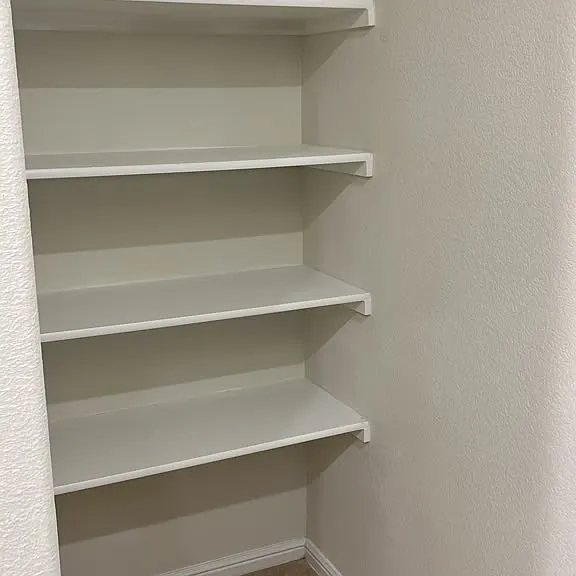Shelving in master bathroom