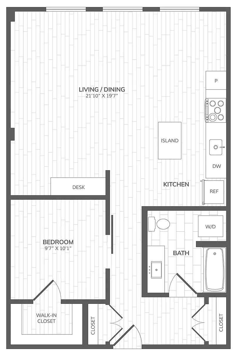 Floor plan 1 Bed - 1 Bath _917