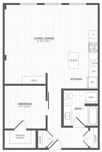 Floor plan 1 Bed - 1 Bath _917