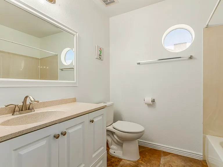 Upstairs bathroom. Full size tub and shower.