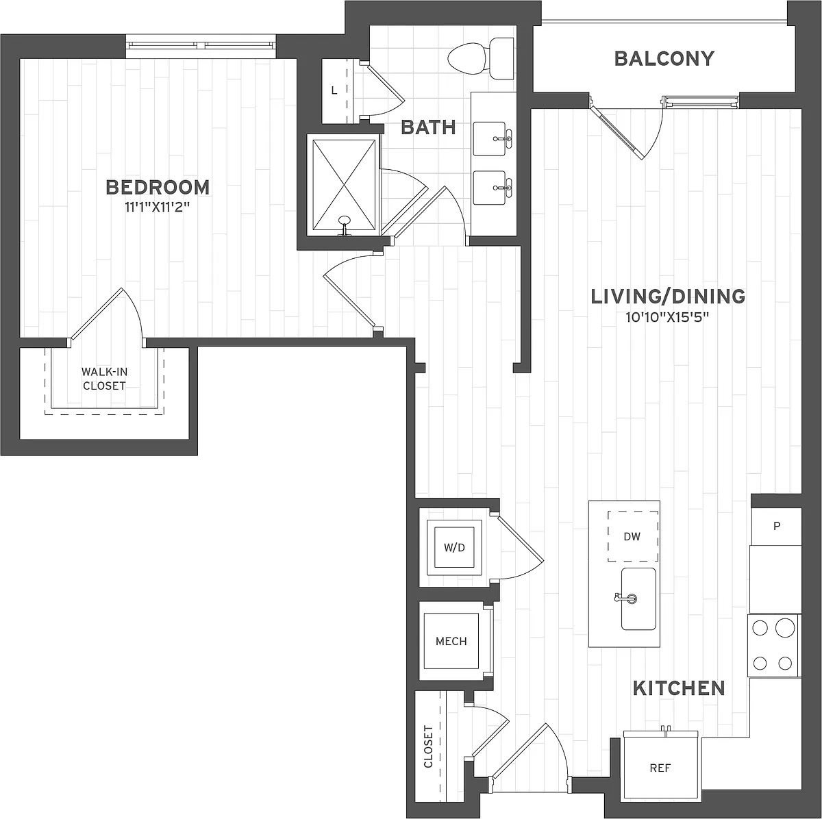Floor plan 1 Bed/1 Bath-A4.6