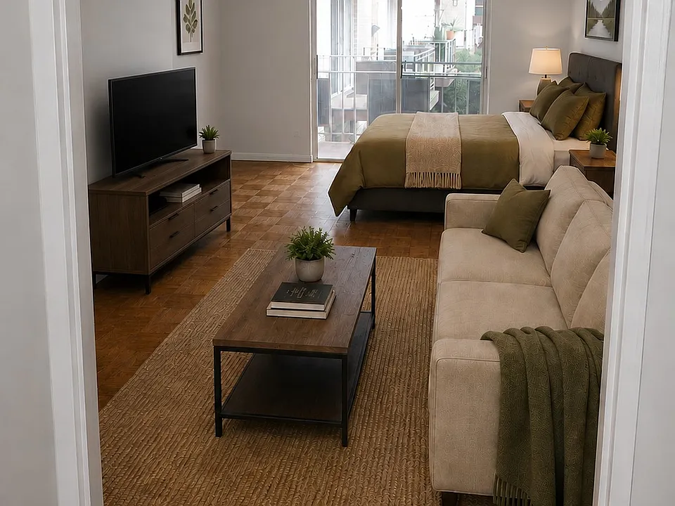 Apt is NOT furnished. This photo is virtually staged.