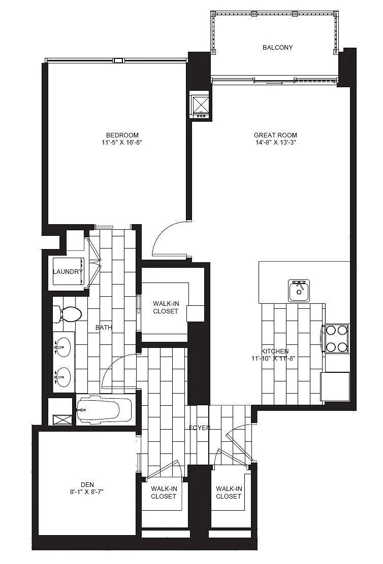 Floor plan One Bedroom + Den A7
