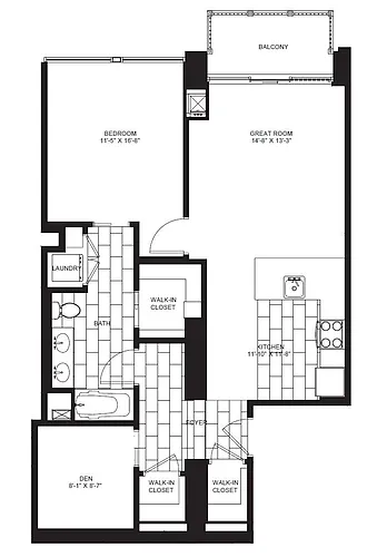 Floor plan One Bedroom + Den A7