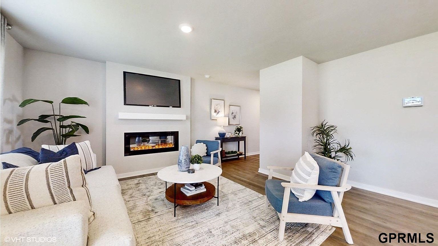 Living room with electric fireplace