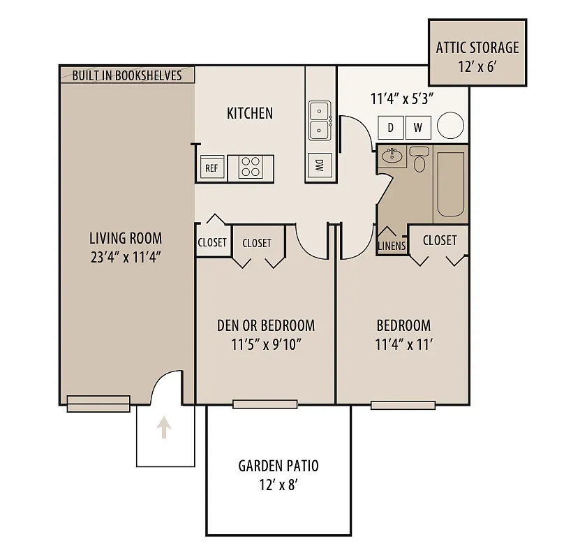 Floor plan 2 Bed/1 Ba-Apts
