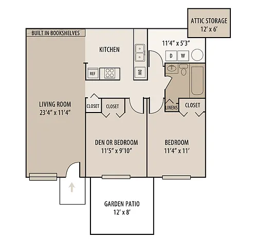 Floor plan 2 Bed/1 Ba-Apts