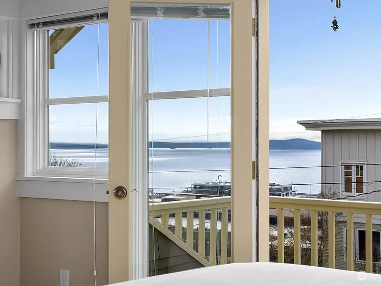 Primary bedroom balcony and harbor view