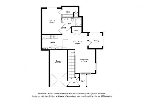 Floor plan One Bedroom (A4)