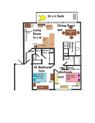 Floor plan Two Bedroom and Two Bath