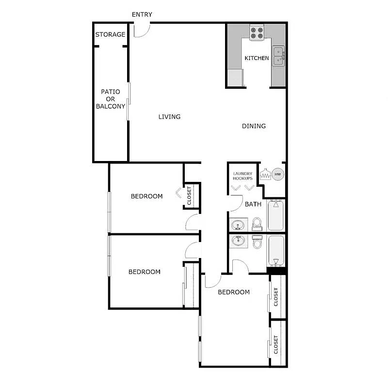 Floor plan 3 Bedroom 2 Bathroom