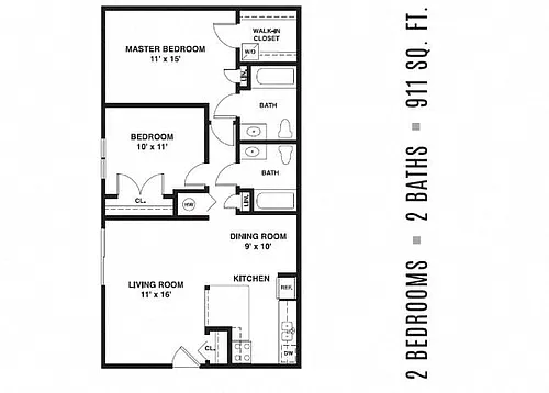 Floor plan 2 Bed 2 Bath