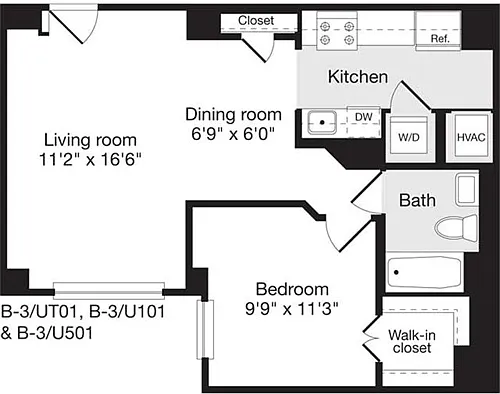 Floor plan 1 Bedroom G