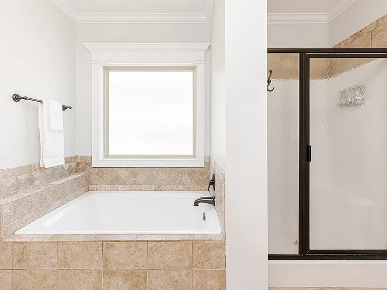 Master Bathroom w/walk in shower and tub.