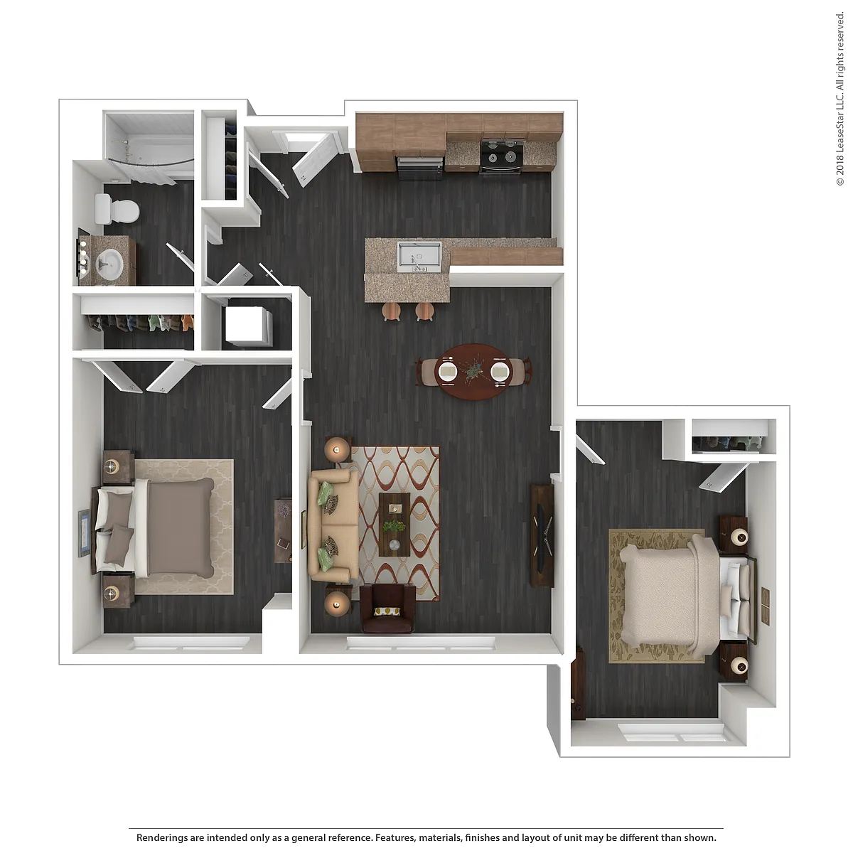 Floor plan 2 Bedroom One Bath