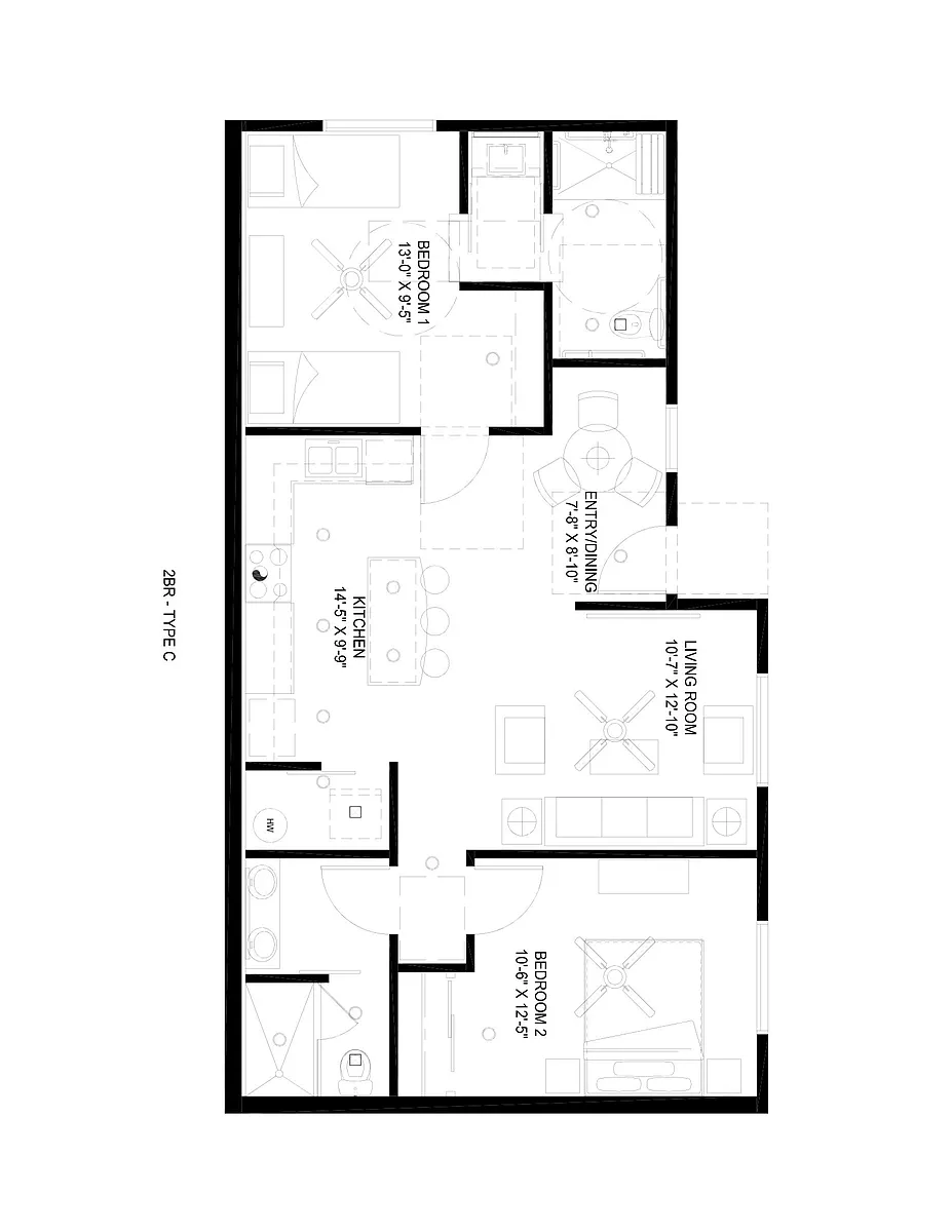 Floor plan 2Bed Downstairs